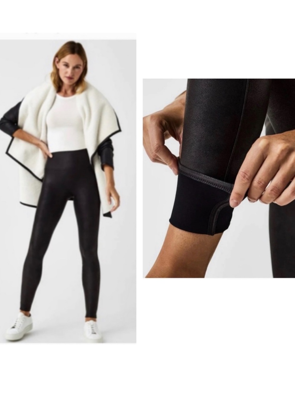 SPANX faux leather fleece lined Black Leggings
